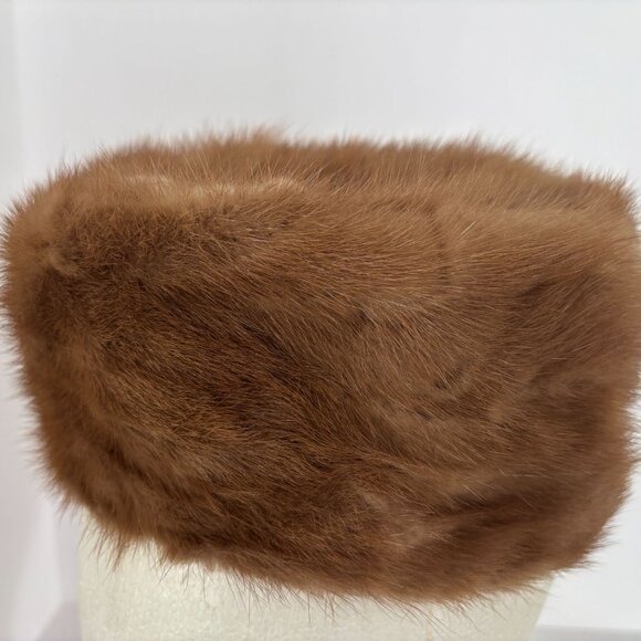 Franklin Simon Mink Fur Hat Vintage Brown Winter Union Made Label Tag UHCMW 60s - Picture 7 of 15